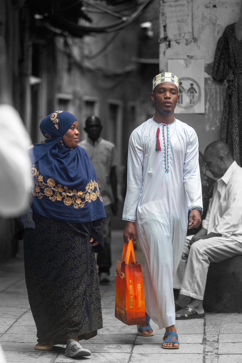 Stone Town residents in a community gathering, celebrating local culture and heritage